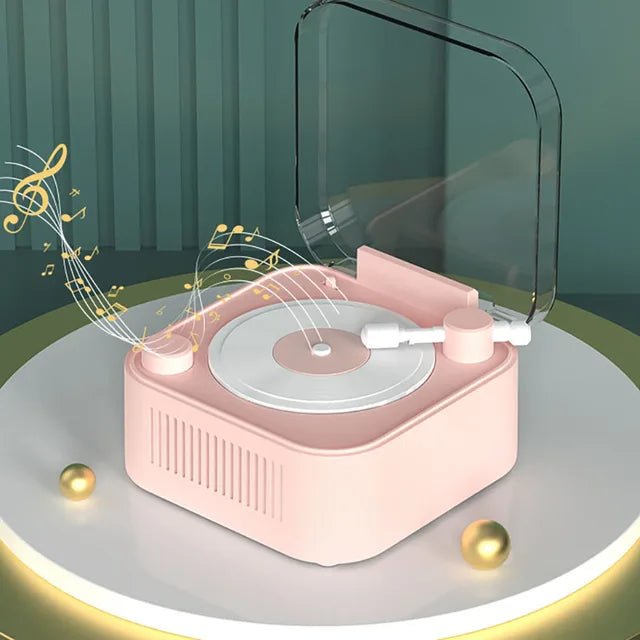 Retro Atomic Vinyl Bluetooth Speaker Hif Sound Long Battery Life Mini Record Player Rotary Speaker with Built - in Battery - GoTypical