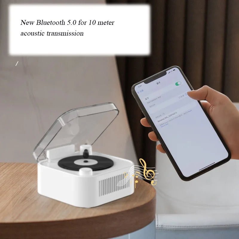 Retro Atomic Vinyl Bluetooth Speaker Hif Sound Long Battery Life Mini Record Player Rotary Speaker with Built - in Battery - GoTypical
