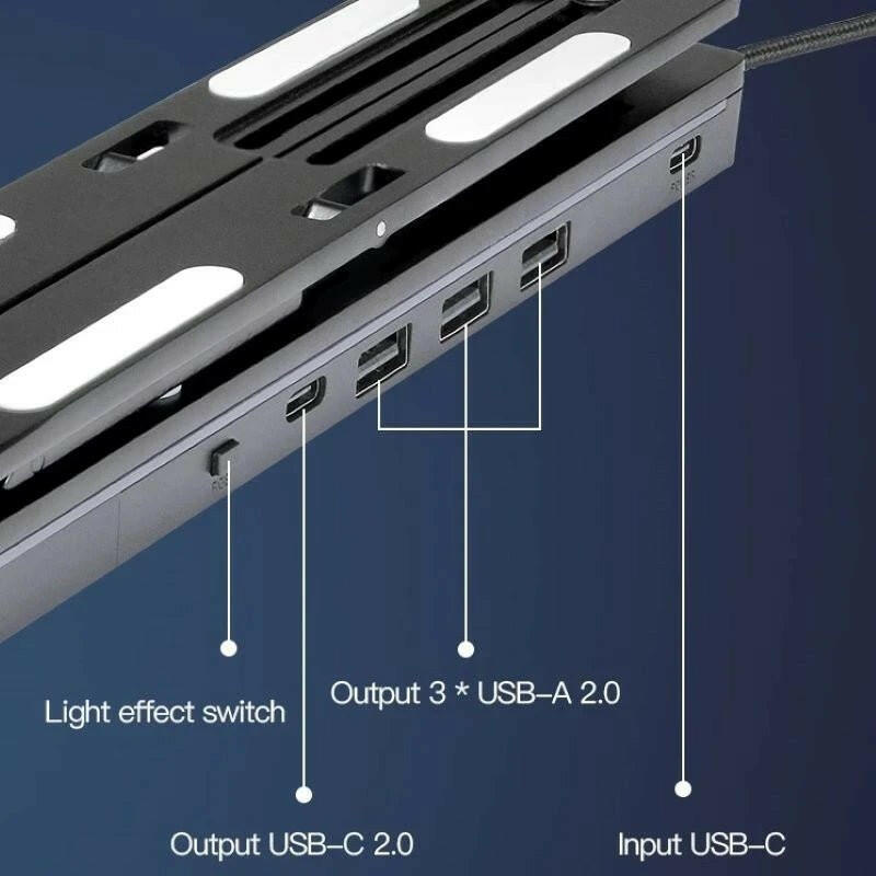 Laptop Stand RGB – . Adjustable 6-Height Aluminum USB-C Hub - GoTypical