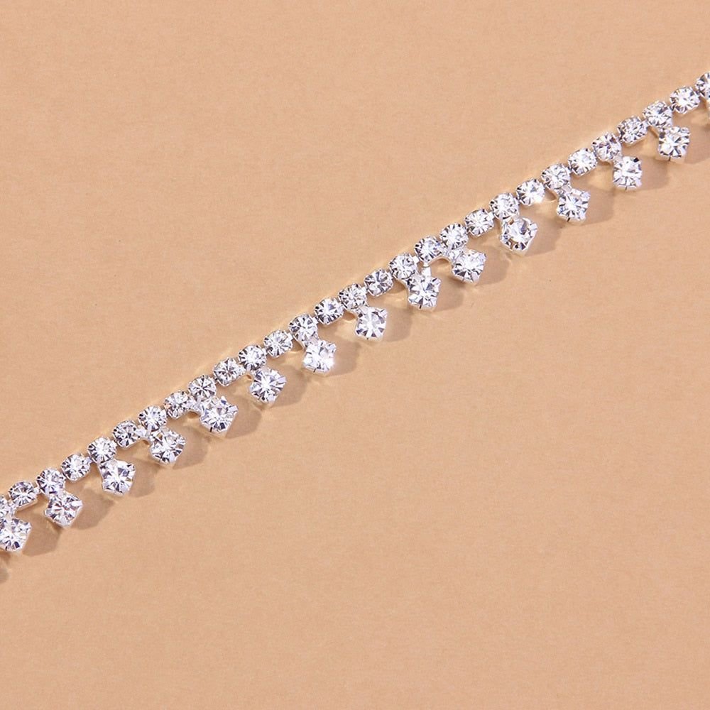Rhinestone Water Drop Anklet Foot Jewelry for Women Silver/Gold - GoTypical