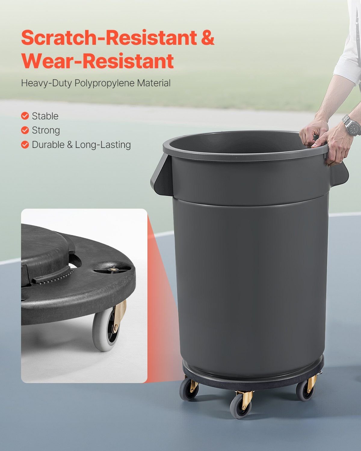 Round Trash Can Dolly Fit 20, 32, 44, 55 Gal Garbage Container 500lbs Heavy Duty - GoTypical