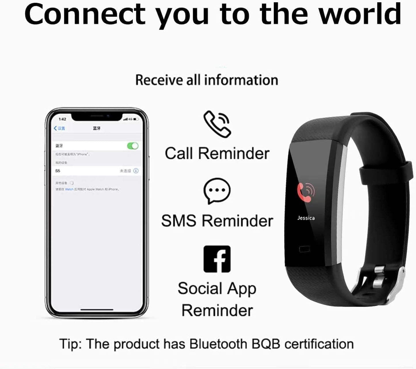 S5 Fitness Tracker Smart Watch Sports Watch Bracelet blood pressure fitness heart rate meter step temperature waterproof sports bracelet - GoTypical
