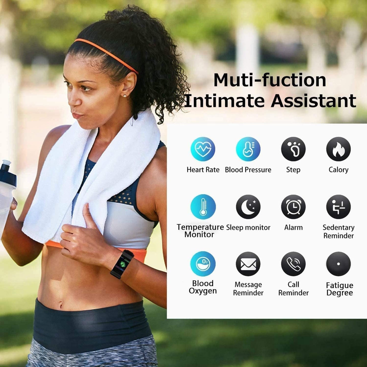 S5 Fitness Tracker Smart Watch Sports Watch Bracelet blood pressure fitness heart rate meter step temperature waterproof sports bracelet - GoTypical