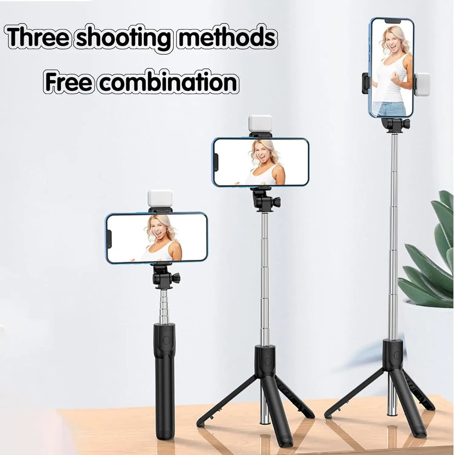 Selfie Stick with Fill Light Extendable Selfie Stick Tripod with Wireless Remote and Phone Holder Group Selfies For All phones - GoTypical