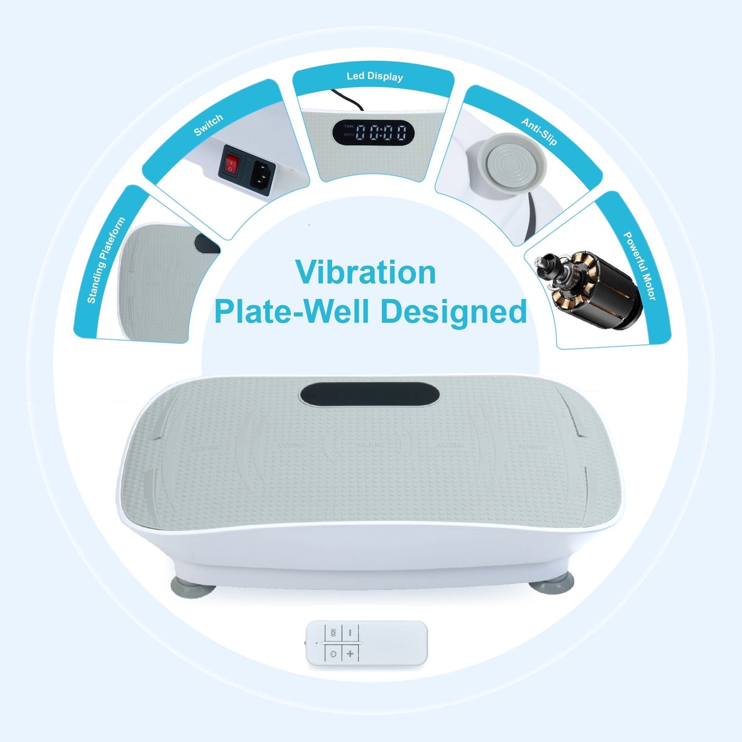 Silent Vibration Platform Crazy Fitness Massage 10 - Frequency Weight Loss & Fat Burner Body Shaking Machine For Unisex Grey033 - GoTypical