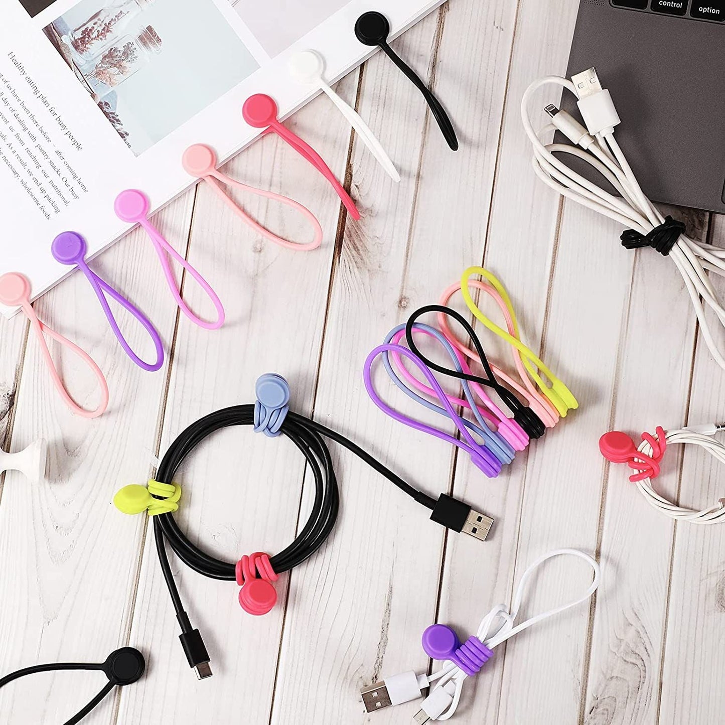 Silicone Magnet Hub; Round Identification Marks And Wire Labels For Electronics Reusable Organizer Cables; Safety Straps For Earplugs - GoTypical