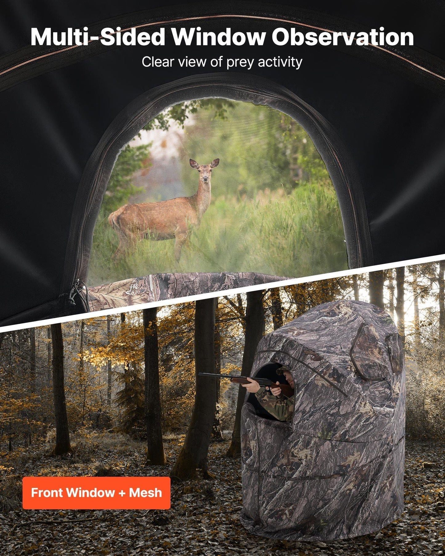 Single Person Portable Hunting Blind Ground Deer Duck Blind with Carrying Bag - GoTypical