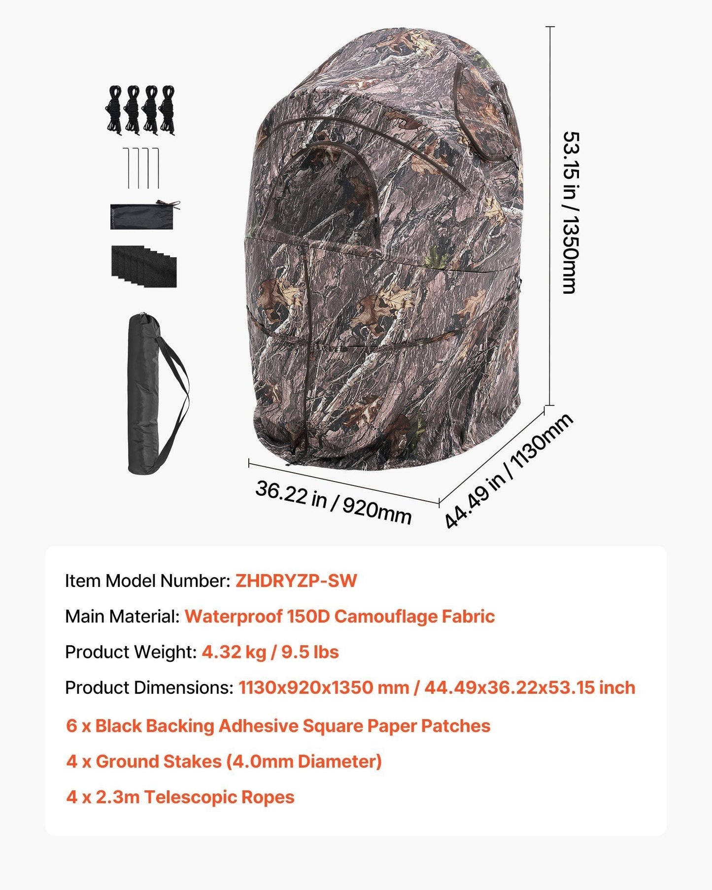 Single Person Portable Hunting Blind Ground Deer Duck Blind with Carrying Bag - GoTypical