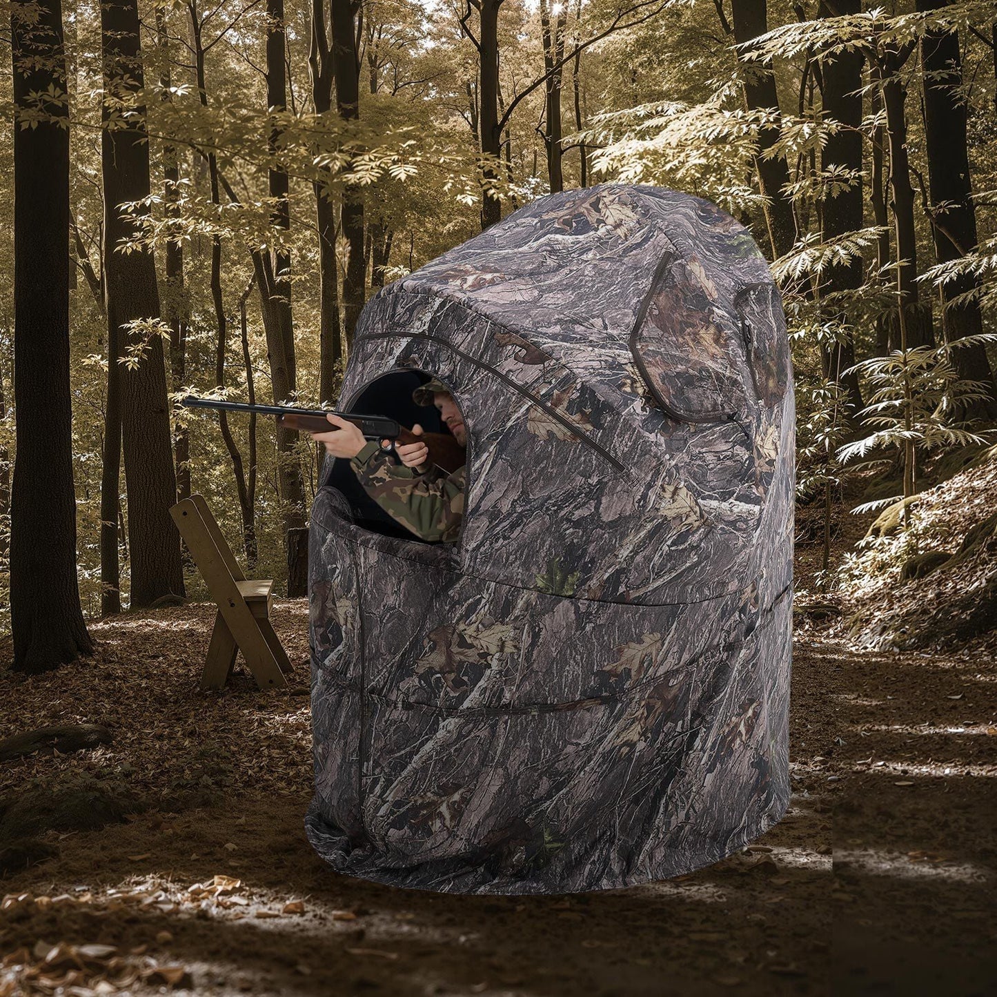 Single Person Portable Hunting Blind Ground Deer Duck Blind with Carrying Bag - GoTypical