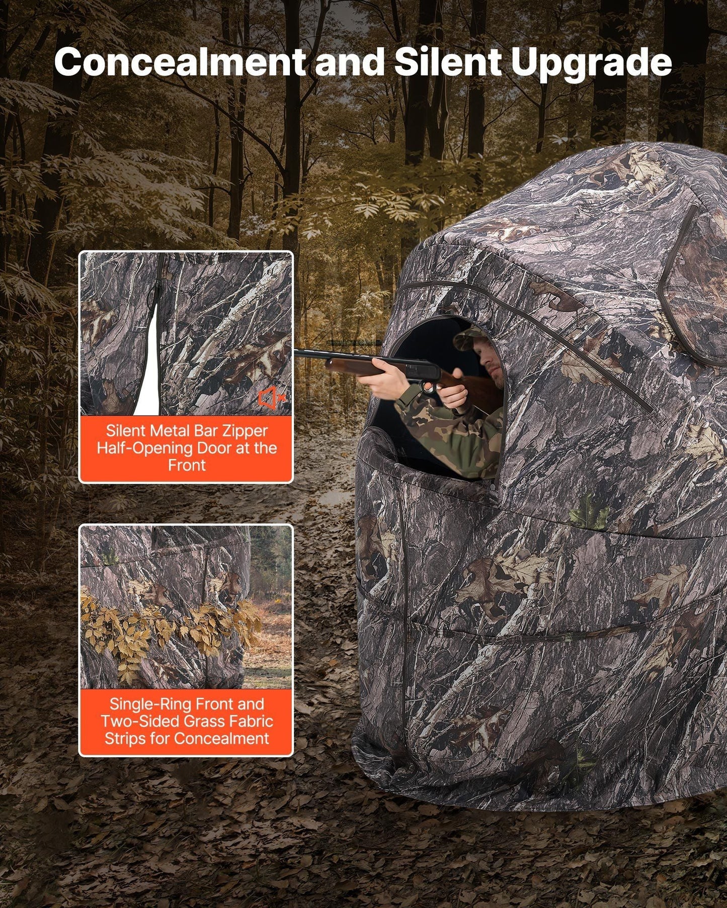 Single Person Portable Hunting Blind Ground Deer Duck Blind with Carrying Bag - GoTypical