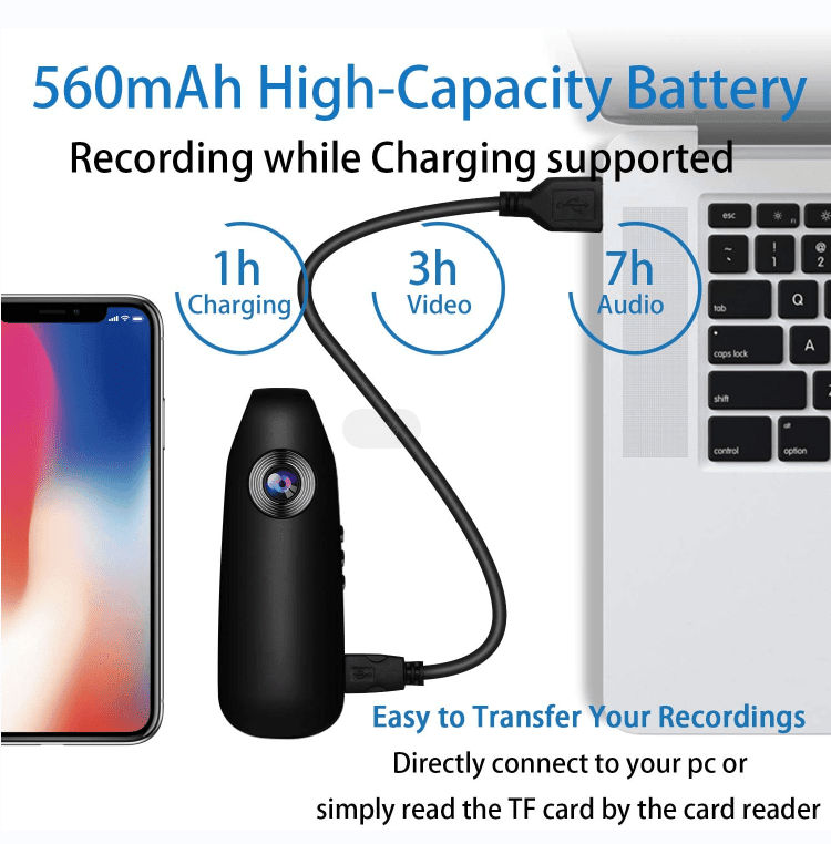 Small Body Cameras; 1080P Full HD Mini Camera Body Wear Camera; Bike Cameras Cycling Video Recorder; Portable Pocket Body Cams With Back Clip; Video & Audio Recording; Motion Activated - GoTypical