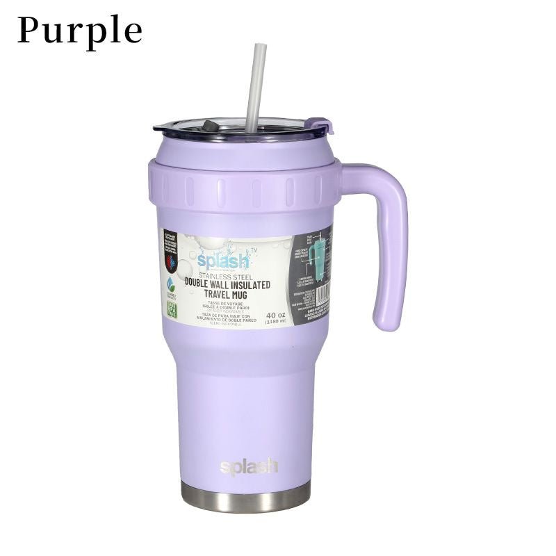 Steel Insulated Mugs i Break Reusable For Hot And Cold Drinks,Ldeal For Water,lced Tea,Coffee,Car Mugs Tumblers With Handle And Straw - GoTypical