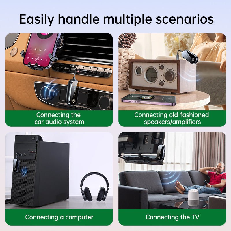 Two to two Bluetooth receiver transmitter 2 - in - 1 car Bluetooth adapter, airplane, ship, gym - GoTypical