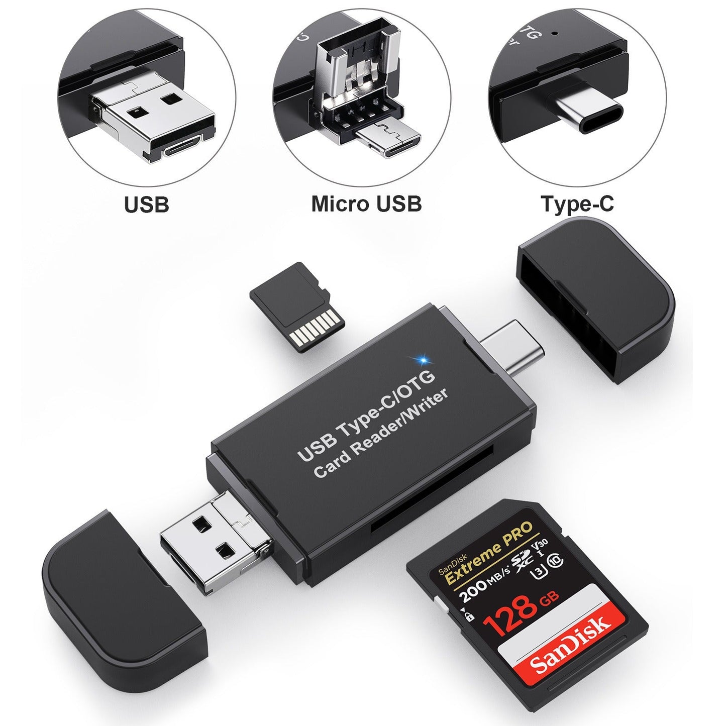 Type - C card reader USB 3.0 card reader all in one compatible with OTG card reader for mobile phones - GoTypical