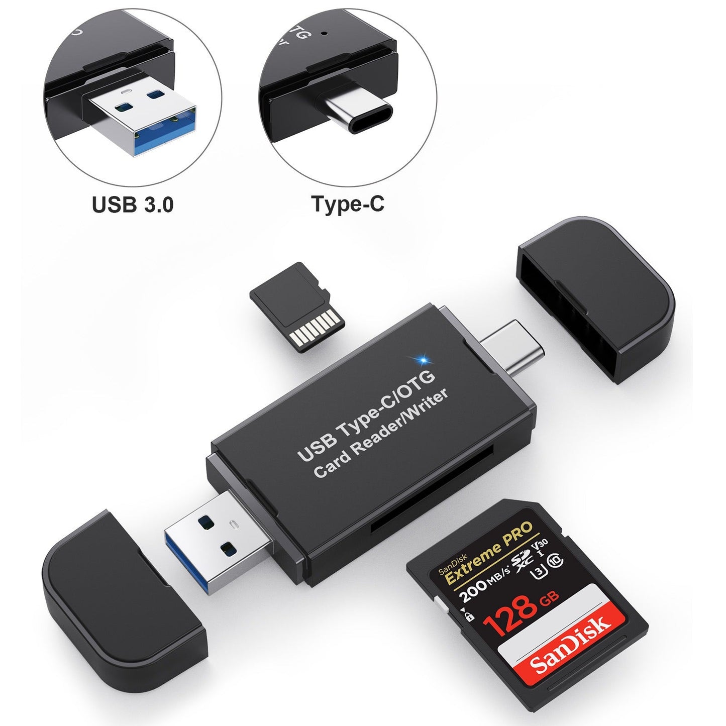 Type - C card reader USB 3.0 card reader all in one compatible with OTG card reader for mobile phones - GoTypical