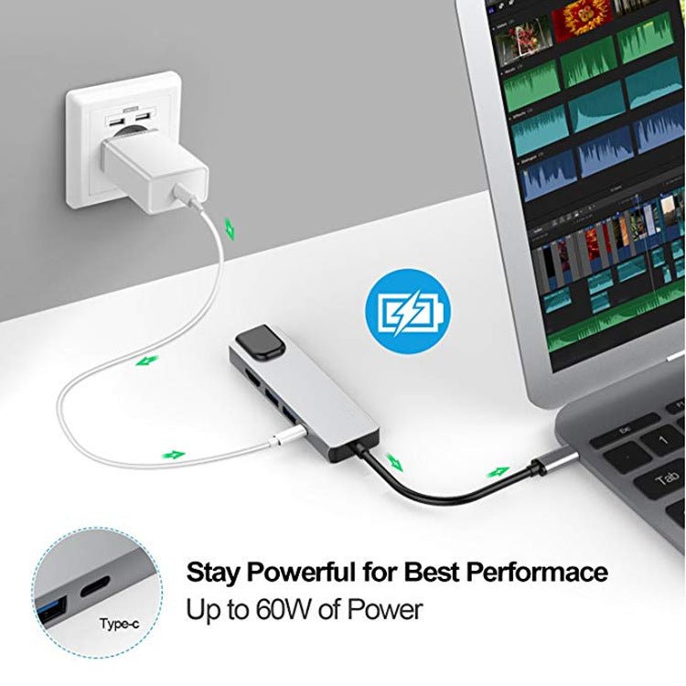 Type C docking station Type - C to HDMI 4K Gigabit Ethernet card 3.0HUB all in one - GoTypical