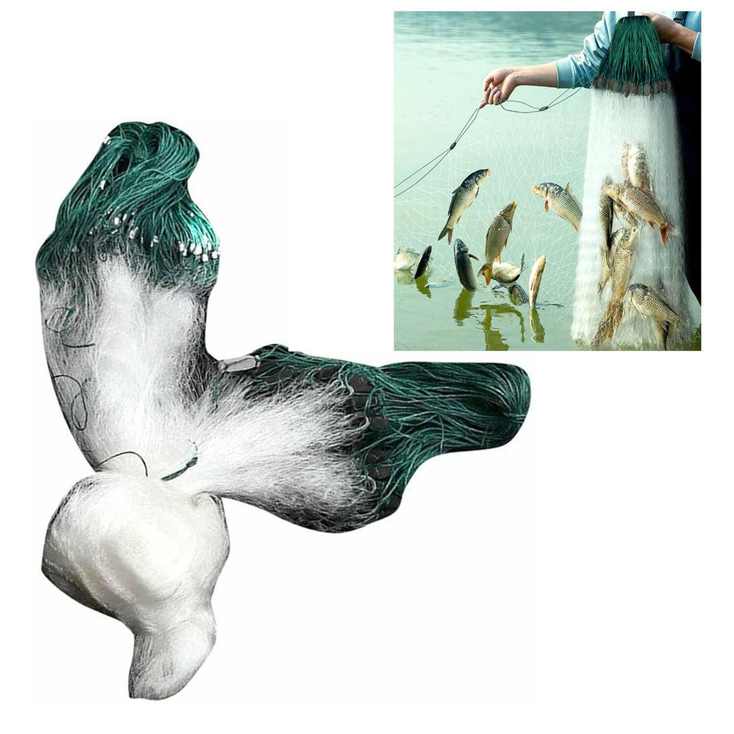 US Folding Fish Sticky Net – 25x1.5m Nylon Three-Layer Mesh Trap - GoTypical