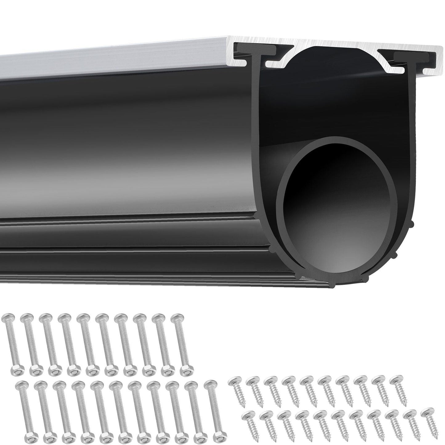 VEVOR Garage Door Seals Bottom Rubber, U Shape +O Ring Combination Garage Door Weather Stripping with Pre - drilled Aluminum Track Retainer Kit, 5/16 inch T - ends and 3 3/4 inch Width (16 Ft, Black) - GoTypical
