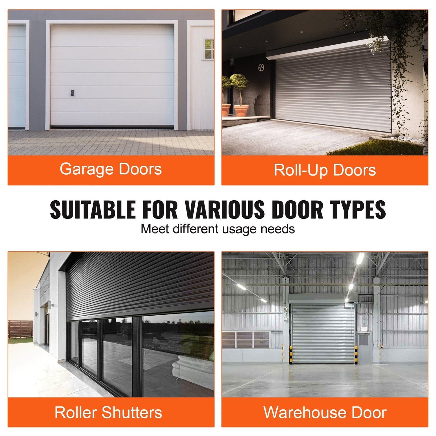 VEVOR Garage Door Seals Bottom Rubber, U Shape +O Ring Combination Garage Door Weather Stripping with Pre - drilled Aluminum Track Retainer Kit, 5/16 inch T - ends and 3 3/4 inch Width (16 Ft, Black) - GoTypical