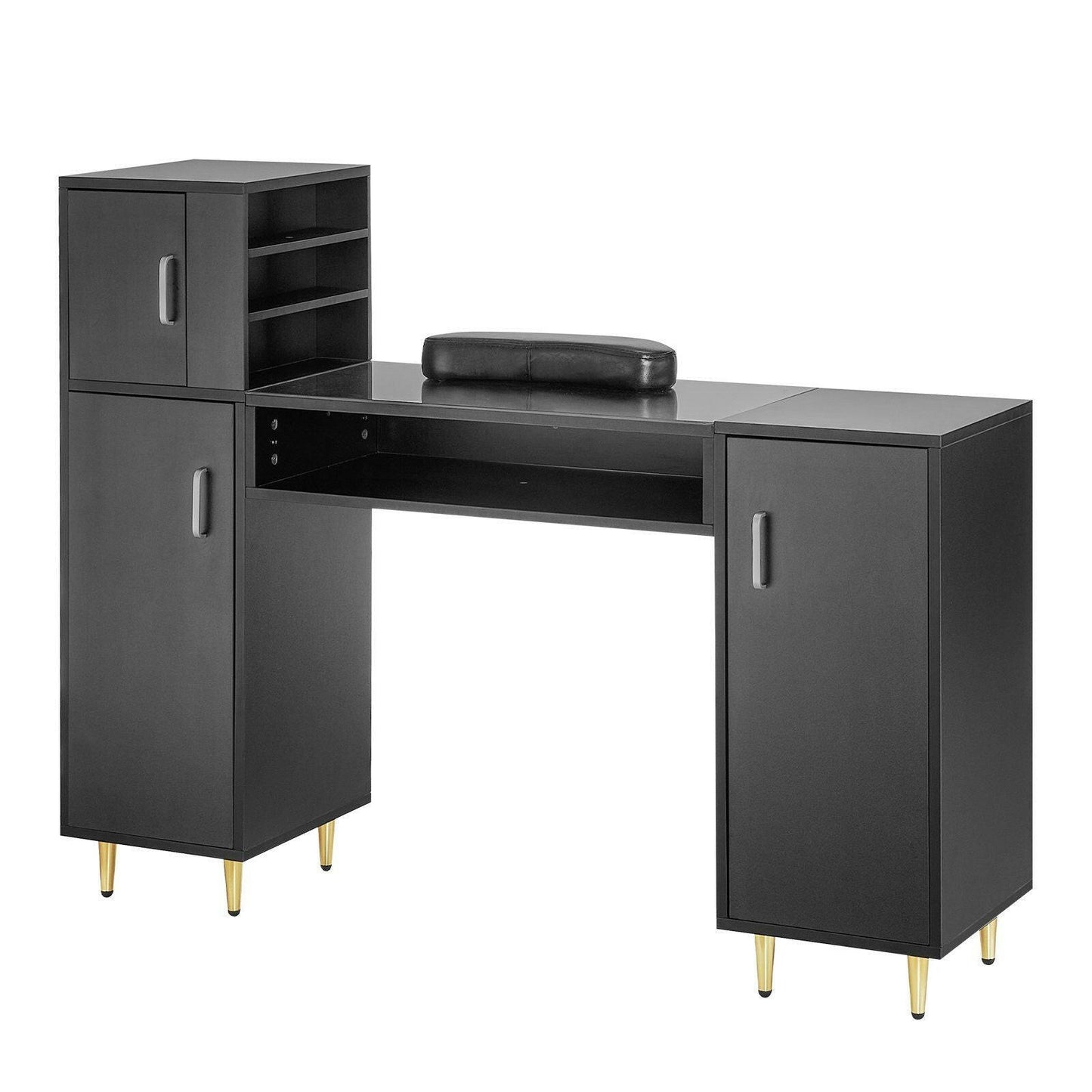 . Manicure Table – Glass Top Nail Desk with Storage Cabinets - GoTypical