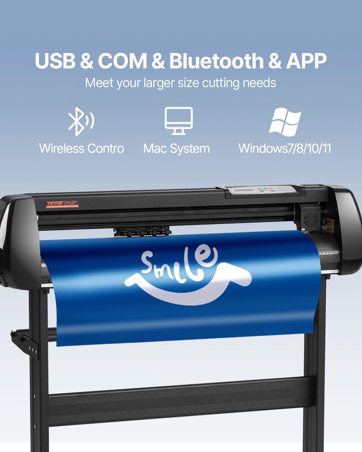 VEVOR Vinyl Cutter Machine, 34in Offline Bluetooth Cutting Plotter Machine, 400in/10m Steel Roller Shaft Adjustable Speed Force, SignMaster Software Tool DIY Craft Kit for Sign Making Windows & Mobile - GoTypical