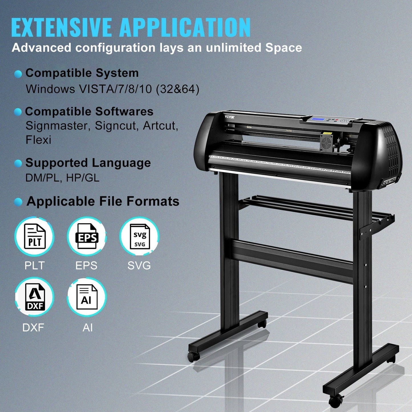 VEVOR Vinyl Cutter Machine, 34in Offline Bluetooth Cutting Plotter Machine, 400in/10m Steel Roller Shaft Adjustable Speed Force, SignMaster Software Tool DIY Craft Kit for Sign Making Windows & Mobile - GoTypical