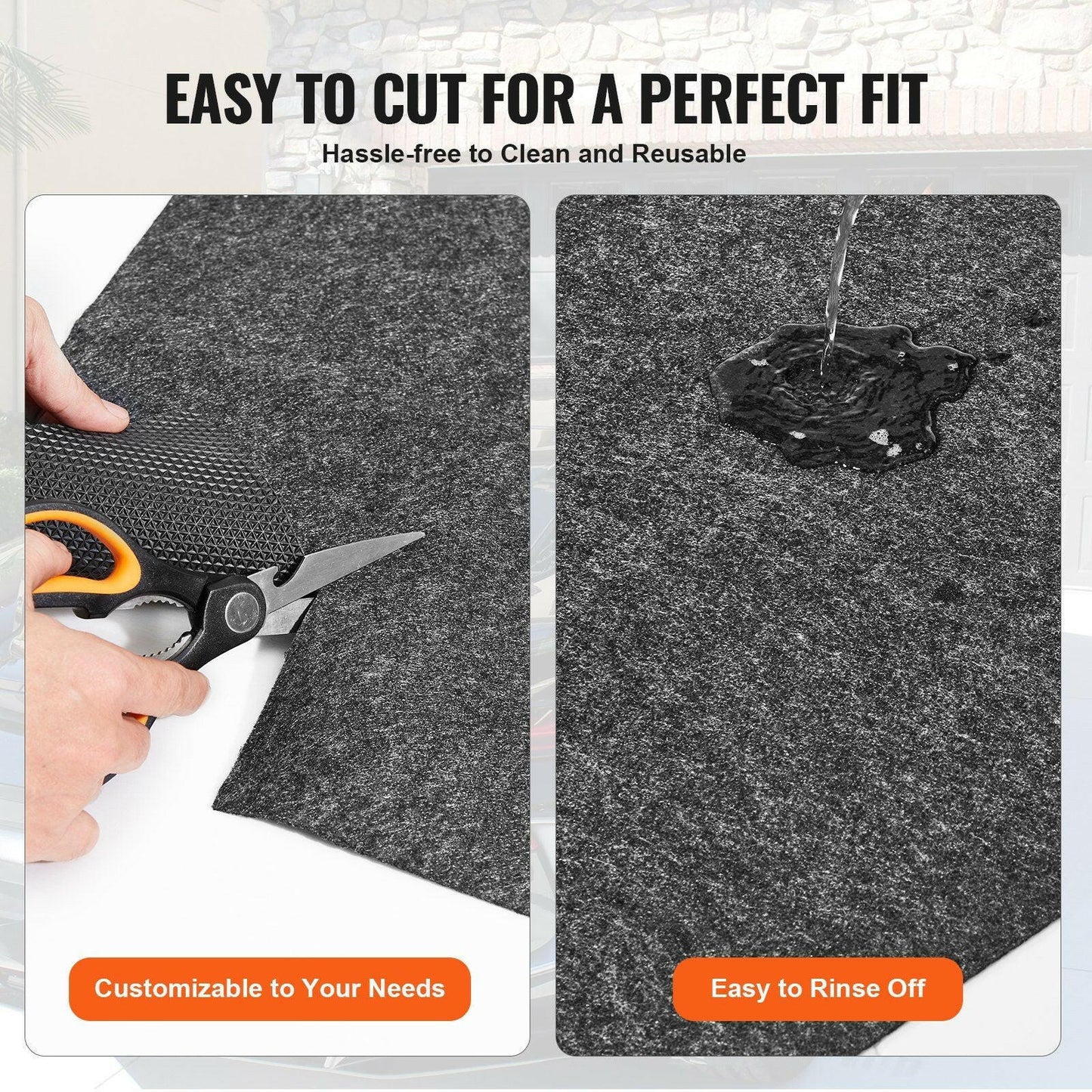 VEVOR Waterproof Garage Floor Mat for Under Car, Non - slip 6.6'x8.5' Compact Size Heavy Duty Containment Mat, Protects Garage Floor from Water, Mud and Oil, For Garages,Greenhouses,Entrance - GoTypical
