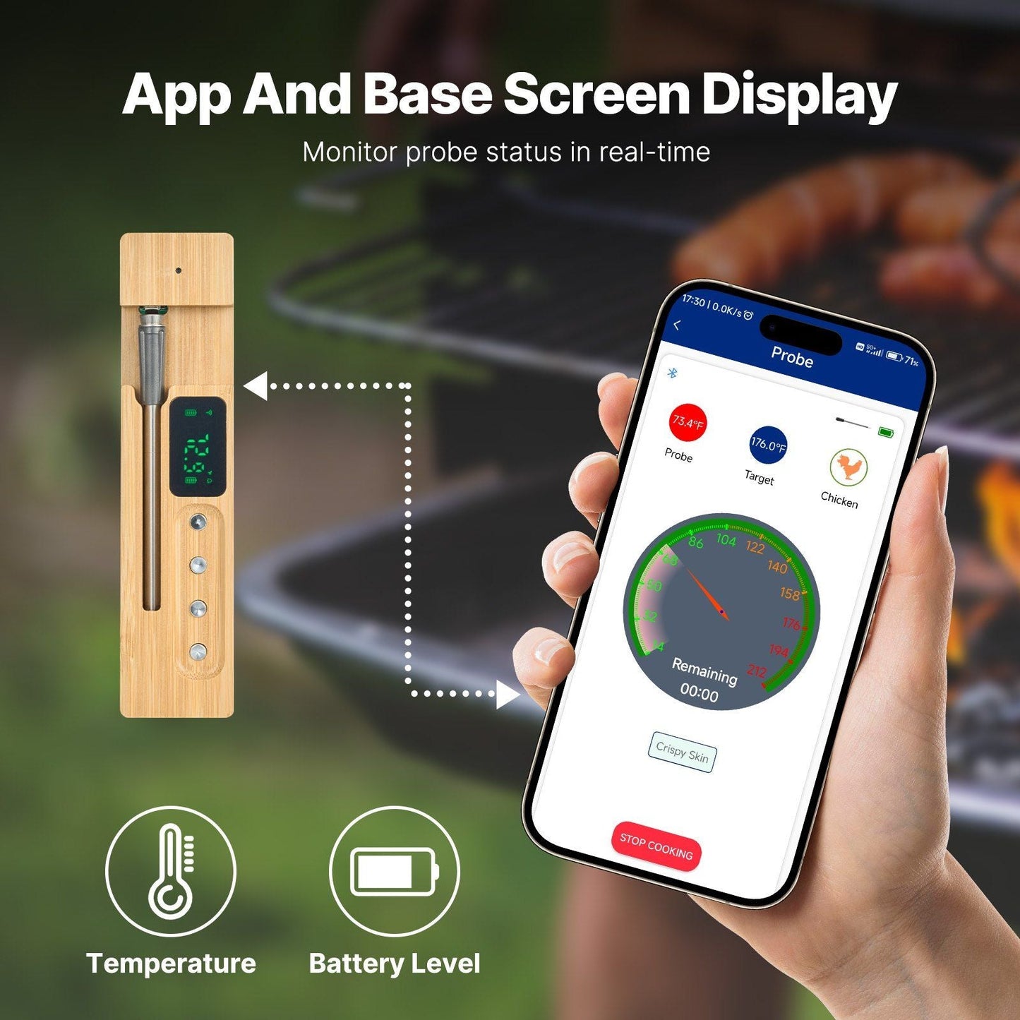 VEVOR Wireless Meat Thermometer Bluetooth Meat Probe 500 ft Range for Cooking - GoTypical