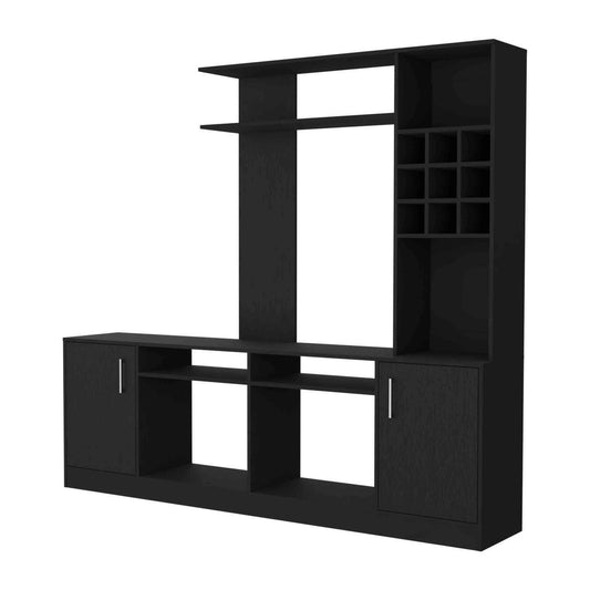 Entertainment Center – TV Stand up to 78" Double Door Cabinet Black - GoTypical