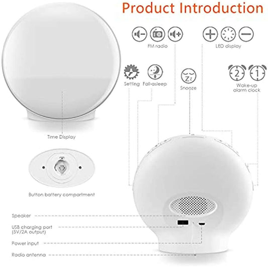 Sunrise Alarm Clock – Wake Up Light with Dual Alarms FM Radio Sleep Aid - GoTypical