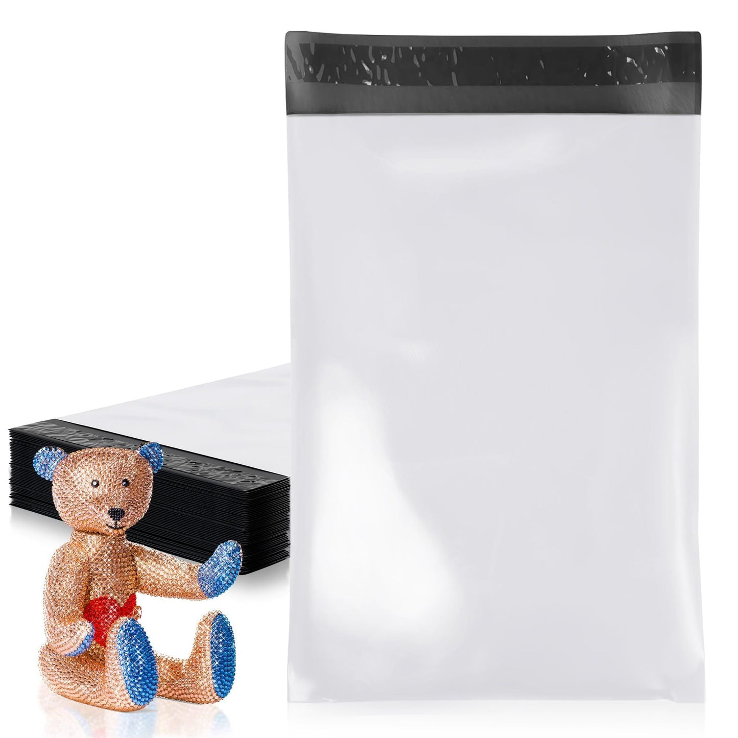 White Poly Mailers 7.5 x 10.5 Inches. 50 Pack Poly Shipping Bags for Clothing with Self - Seal Tape. Stretchy Waterproof Mailers Poly Bags for Shipping. Shipping Envelopes for Clothing - GoTypical