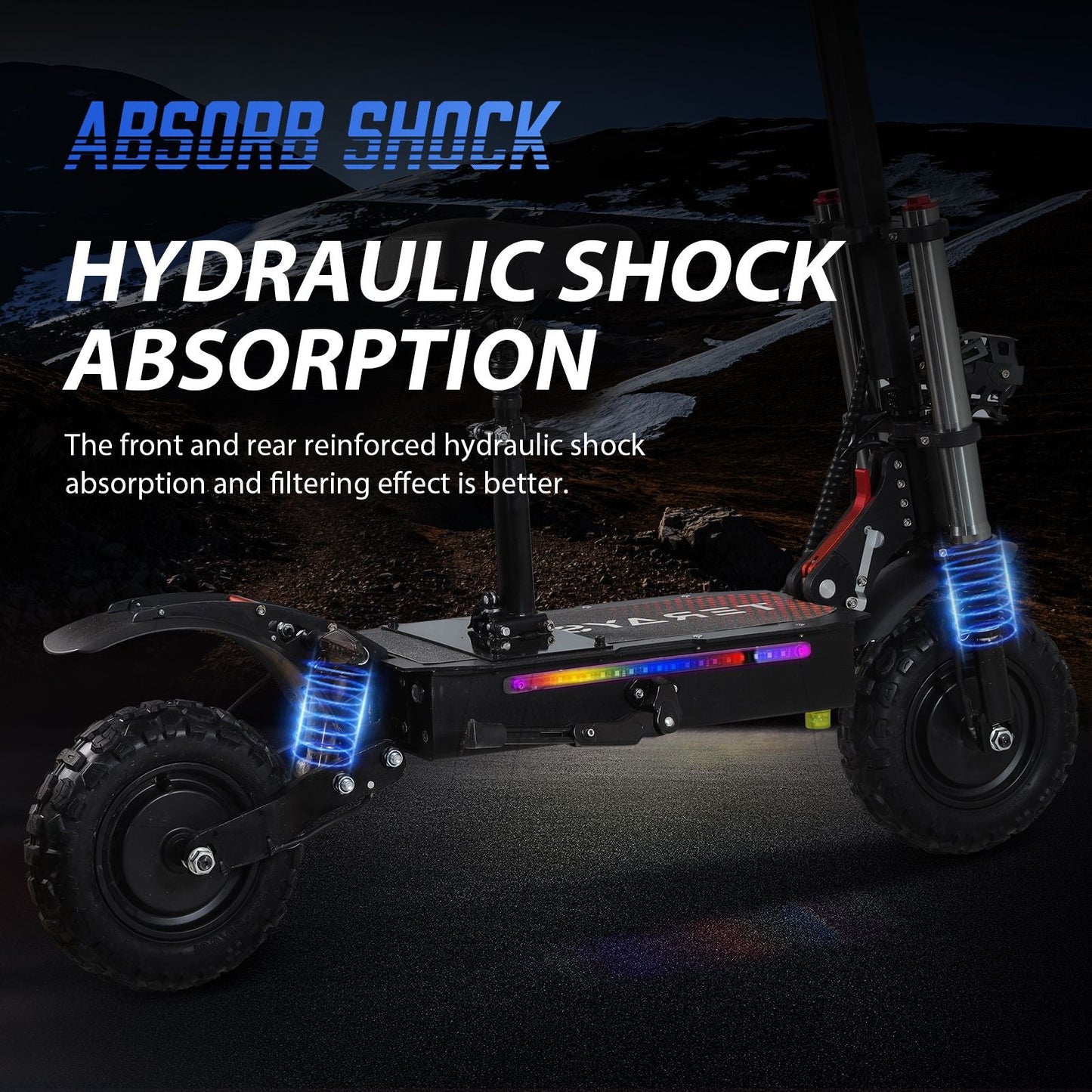 WHOSU 3000W Hyper Electric Scooter for Adults - 50 MPH Top Speed, 62 Mile Range, 11" Off - Road Tires, 4 - Way Brake System, High - Performance E - Scooter w/ Dual Suspension - GoTypical