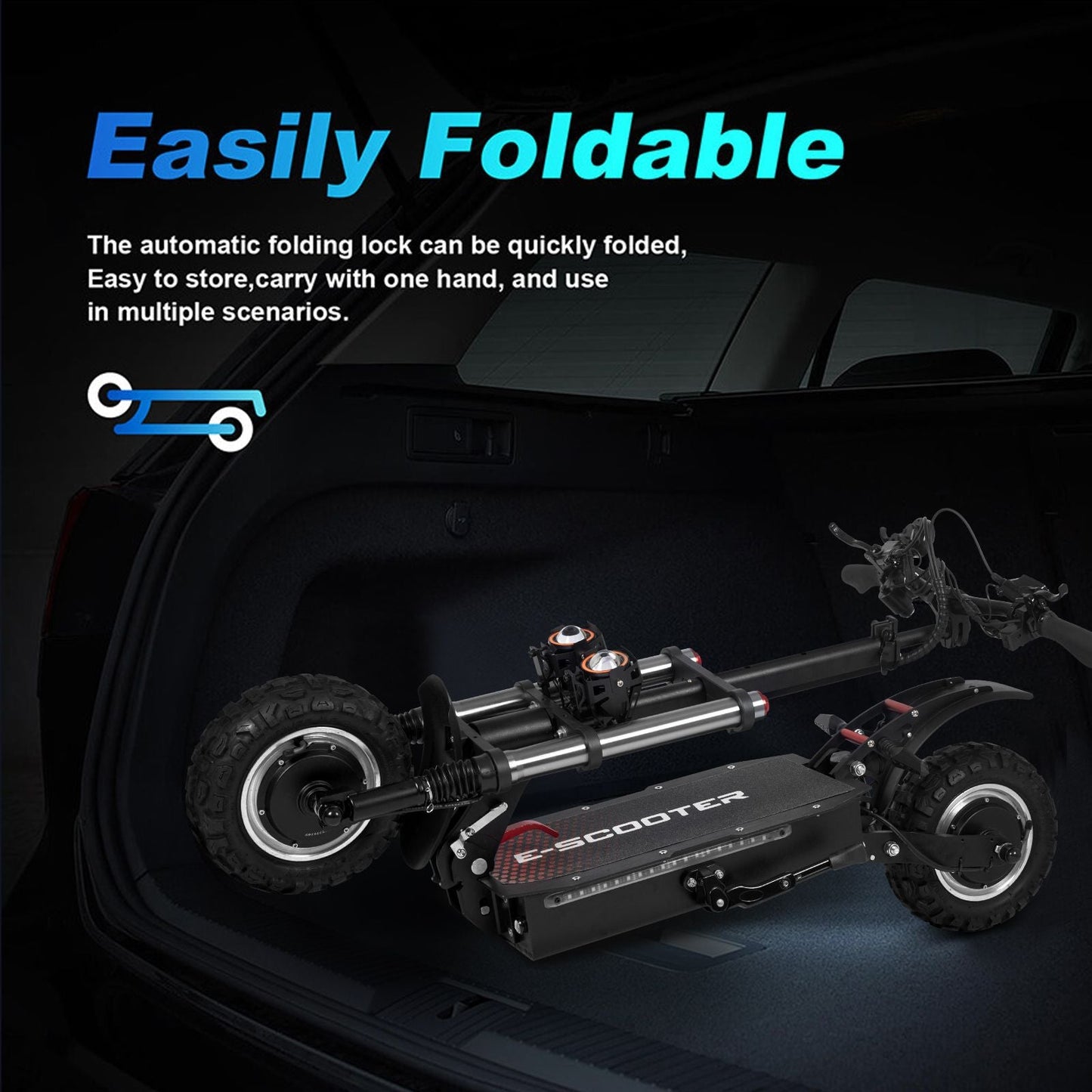 WHOSU 3000W Hyper Electric Scooter for Adults - 50 MPH Top Speed, 62 Mile Range, 11" Off - Road Tires, 4 - Way Brake System, High - Performance E - Scooter w/ Dual Suspension - GoTypical