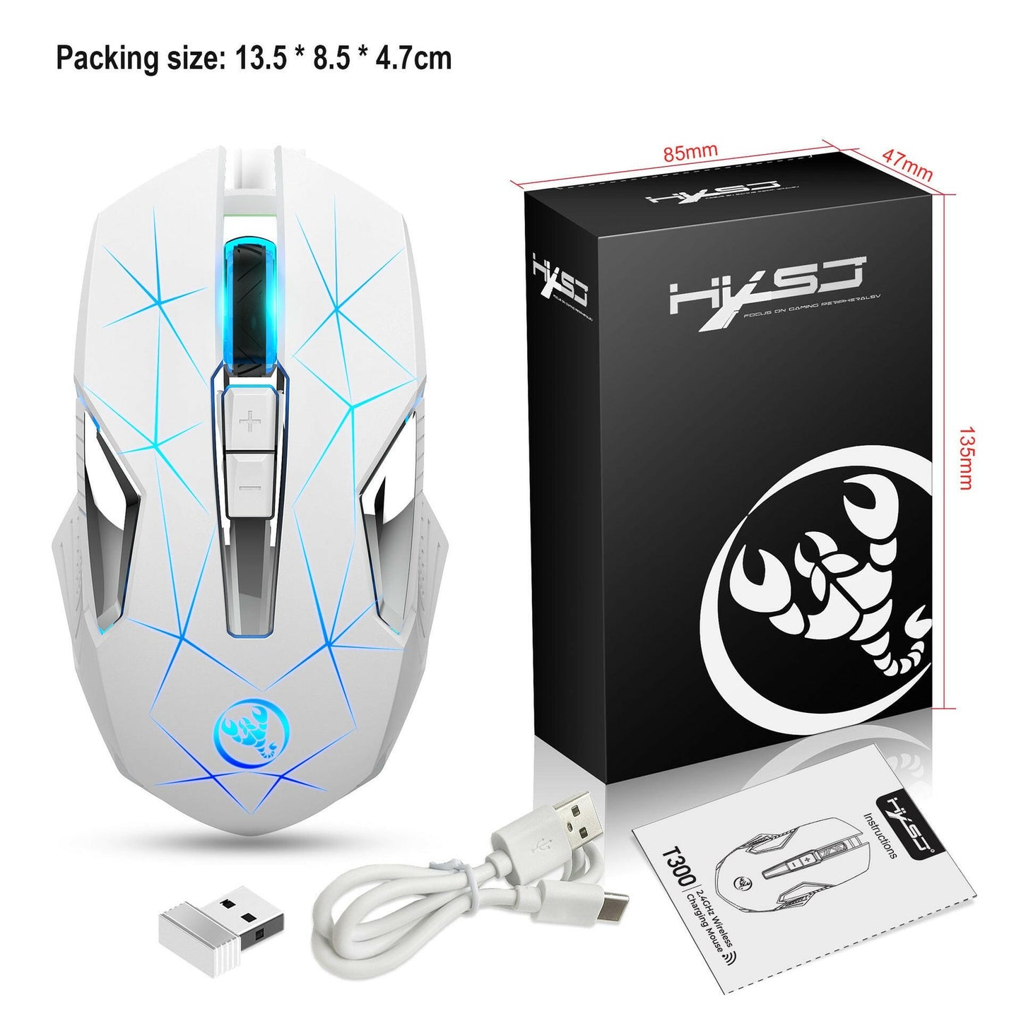. Wireless 2.4G Mouse – Rechargeable Colorful Backlight, 7 Keys - GoTypical