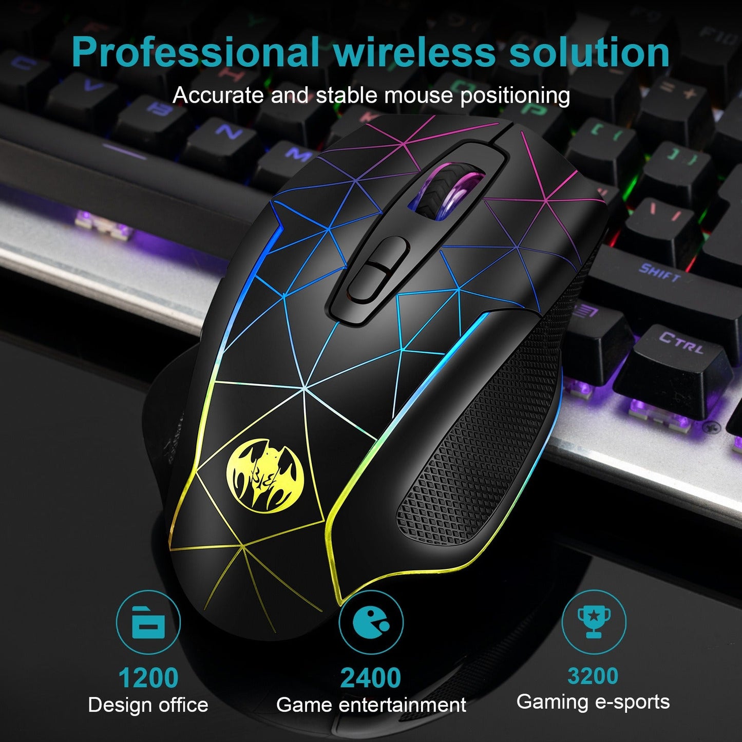 Wireless charging illuminated gaming mouse with anti sleep function automatic cursor movement to prevent computer screen lock - GoTypical