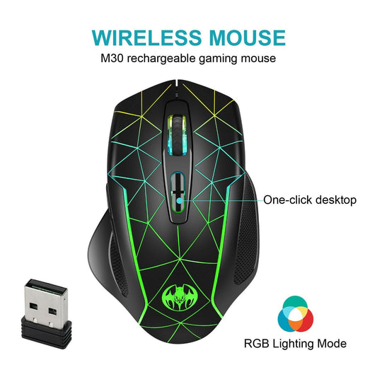 . Wireless Charging Illuminated Gaming Mouse – 3200 DPI, Anti Sleep - GoTypical