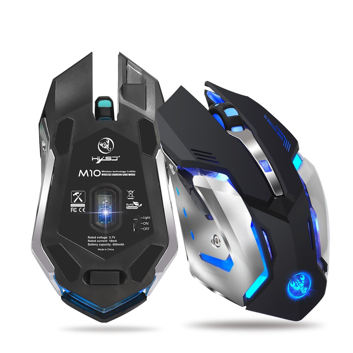 Wireless gaming mouse rechargeable 2.4G mouse with built - in 600mAh RGB illuminated business office mute mouse - GoTypical