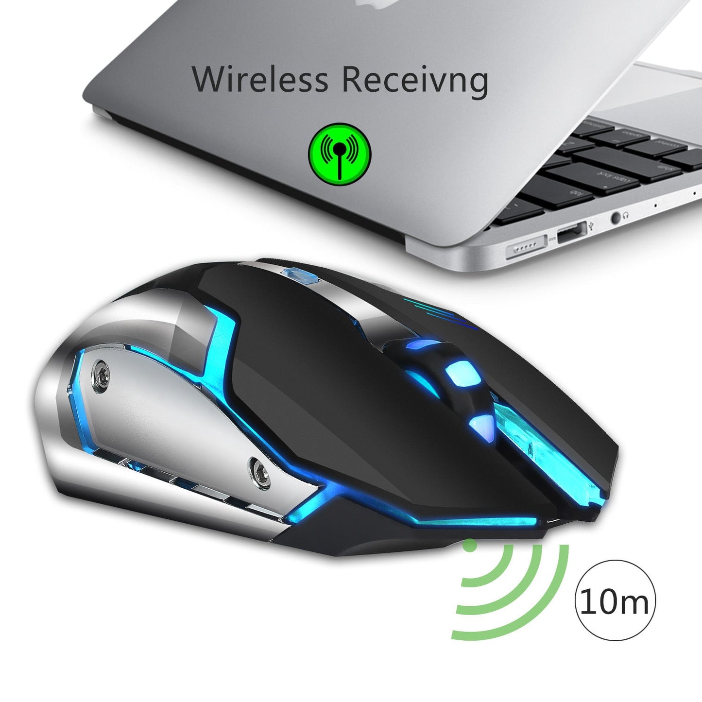 Wireless gaming mouse rechargeable 2.4G mouse with built - in 600mAh RGB illuminated business office mute mouse - GoTypical