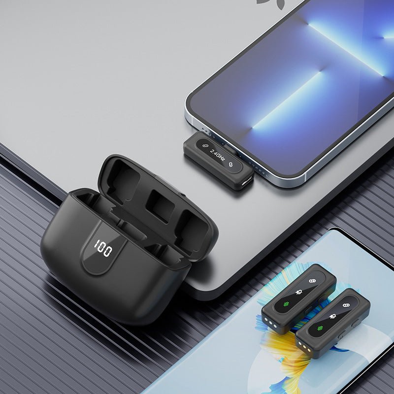 Wireless lavalier microphone J50 intelligent noise reduction digital display charging compartment digital display mini microphone - GoTypical