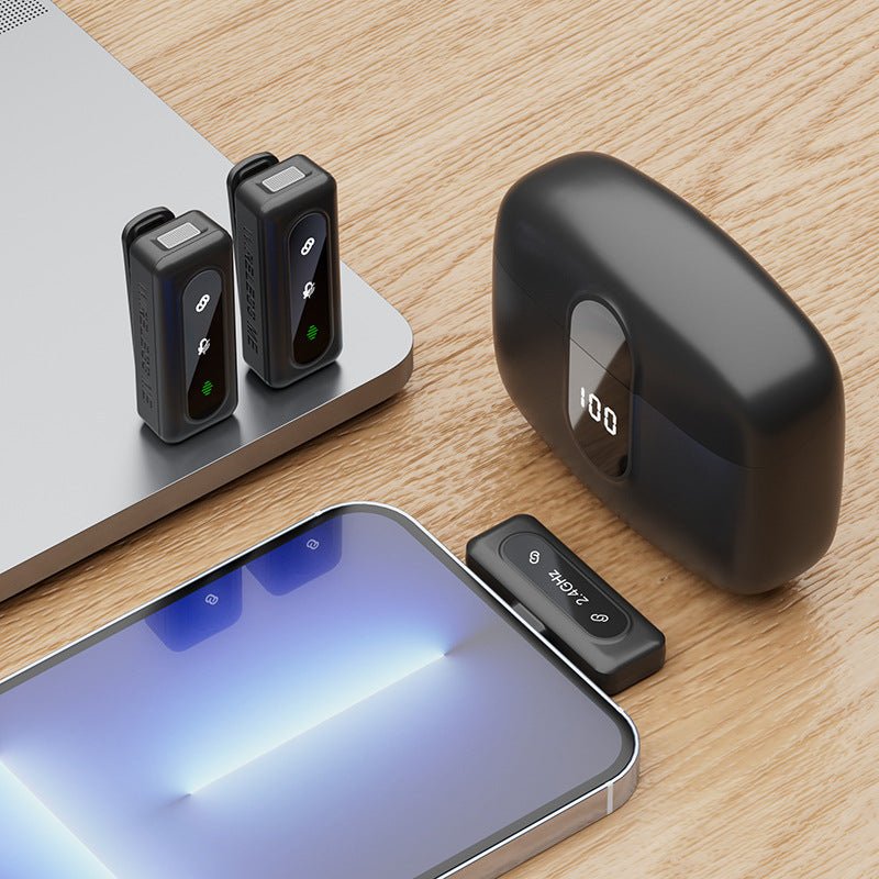 Wireless lavalier microphone J50 intelligent noise reduction digital display charging compartment digital display mini microphone - GoTypical