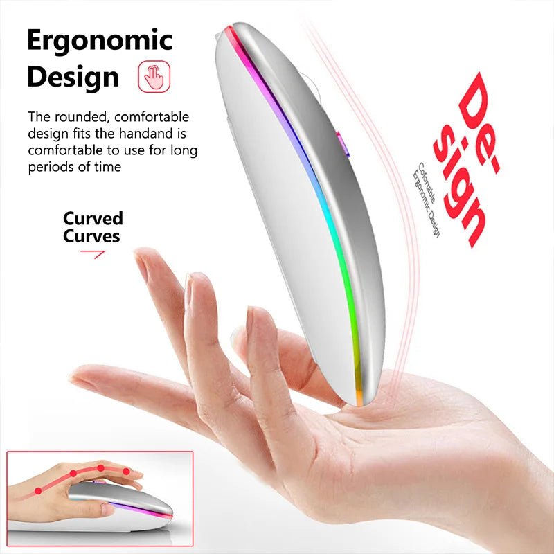 Wireless RGB Gaming Mouse Rose Gold - Bluetooth Rechargeable Silent LED Backlit - GoTypical