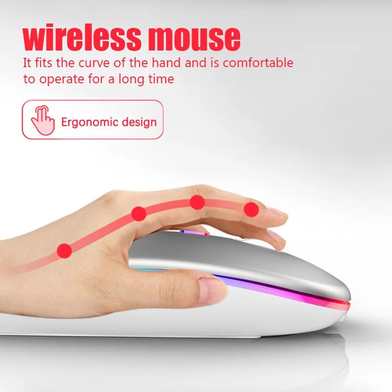 Wireless RGB Gaming Mouse Rose Gold - Bluetooth Rechargeable Silent LED Backlit - GoTypical