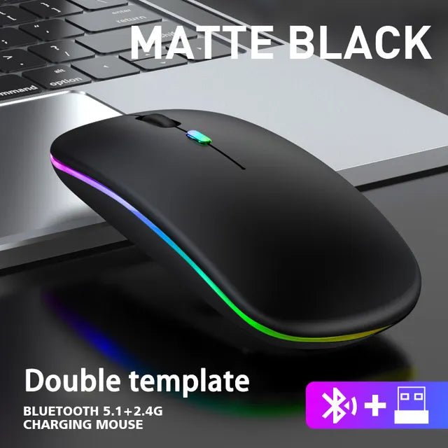 Wireless RGB Gaming Mouse Rose Gold - Bluetooth Rechargeable Silent LED Backlit - GoTypical
