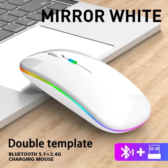 Wireless RGB Gaming Mouse Rose Gold - Bluetooth Rechargeable Silent LED Backlit - GoTypical
