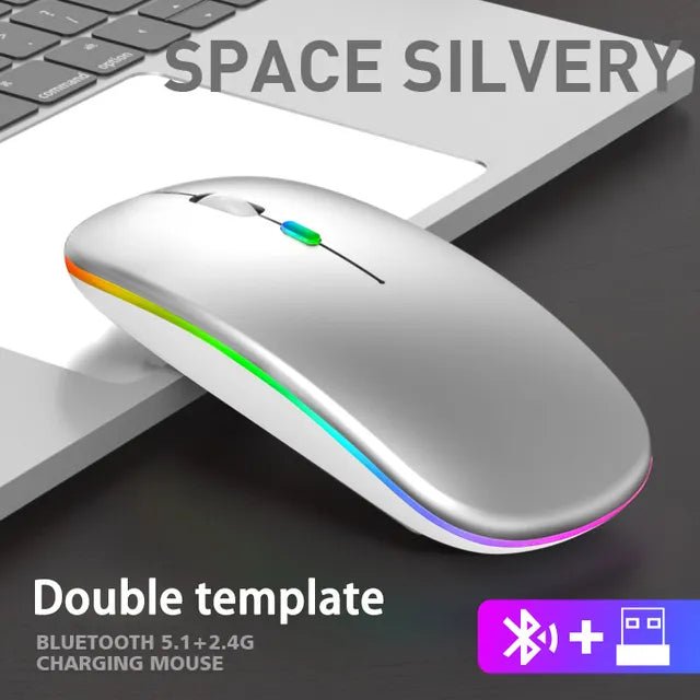 Wireless RGB Gaming Mouse Rose Gold - Bluetooth Rechargeable Silent LED Backlit - GoTypical