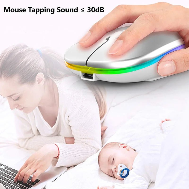 Wireless RGB Gaming Mouse Rose Gold - Bluetooth Rechargeable Silent LED Backlit - GoTypical