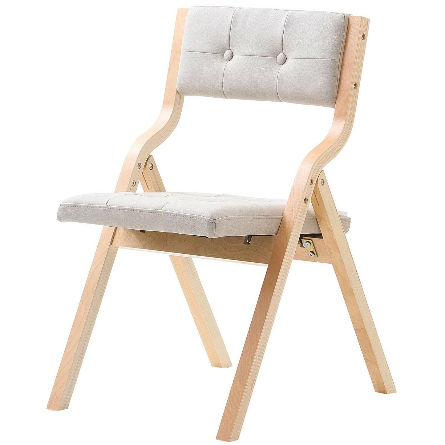 . Wooden Folding Chairs – Beige Padded Cushion Set of 4 - GoTypical