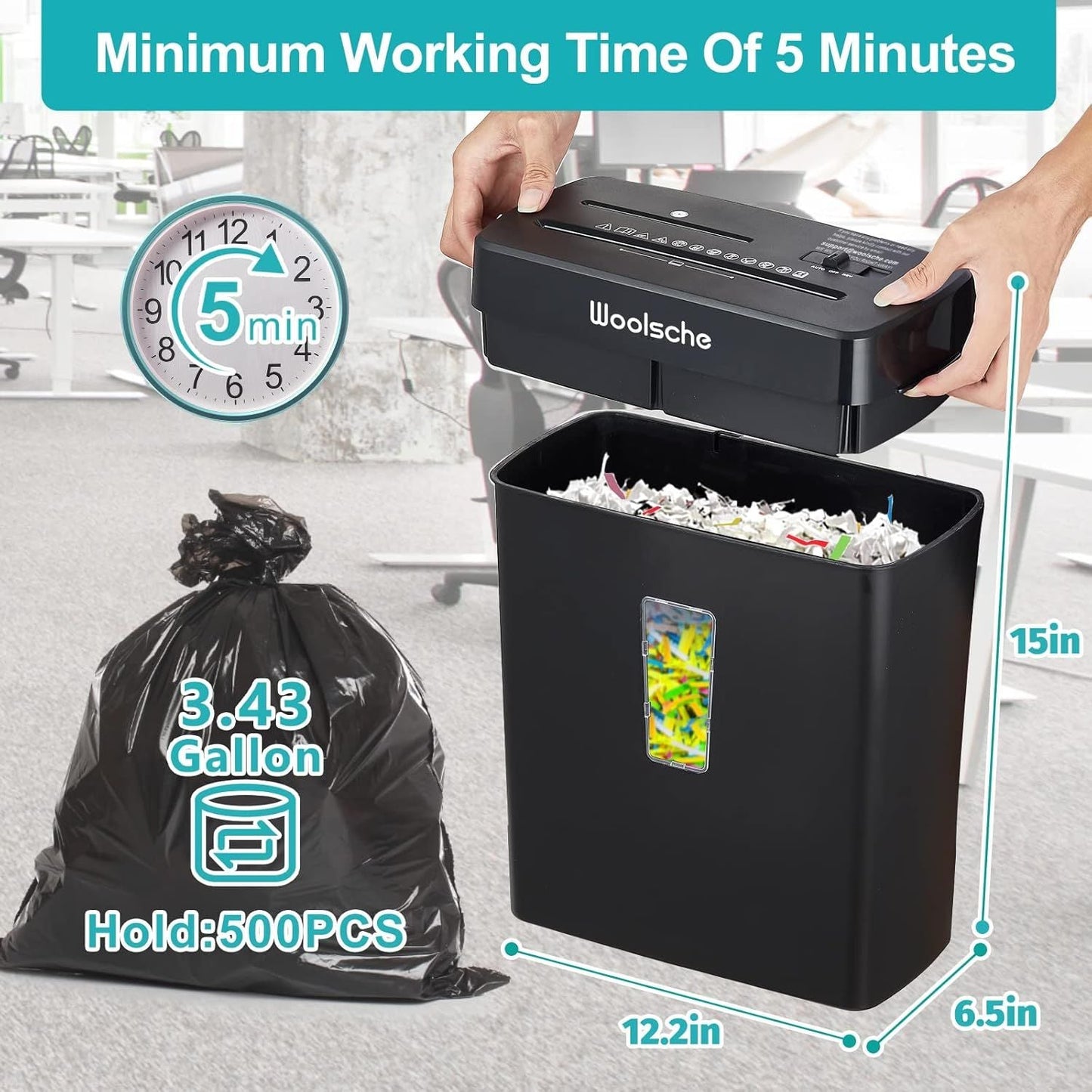 Woolsche Paper Shredder - 10 - Sheet Cross Cut with 3.43 - Gallon Basket - P - 4 Security Level - 3 - Mode Design - Shreds CD and Credit Card - Durable, Fast, and Jam Proof for H - GoTypical