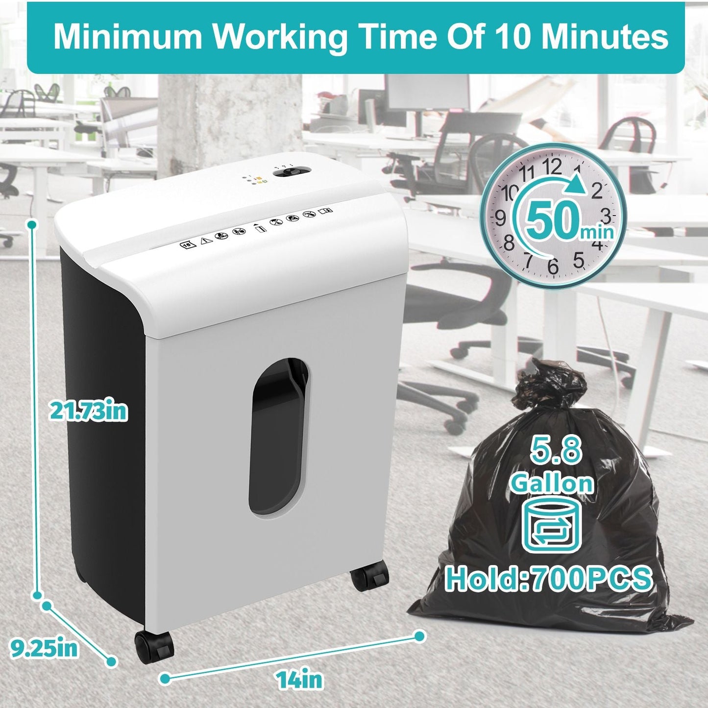 Woolsche Paper Shredder, P - 4 Security Level,15 - Sheet Cross Cut with 5.8 - Gallon Pull Out Bin, Shred Paper and Credit Card/CD for Office Use - GoTypical