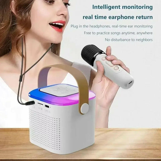 . Bluetooth Speaker – Portable Karaoke Machine with Dual Microphones & LED Lights - GoTypical